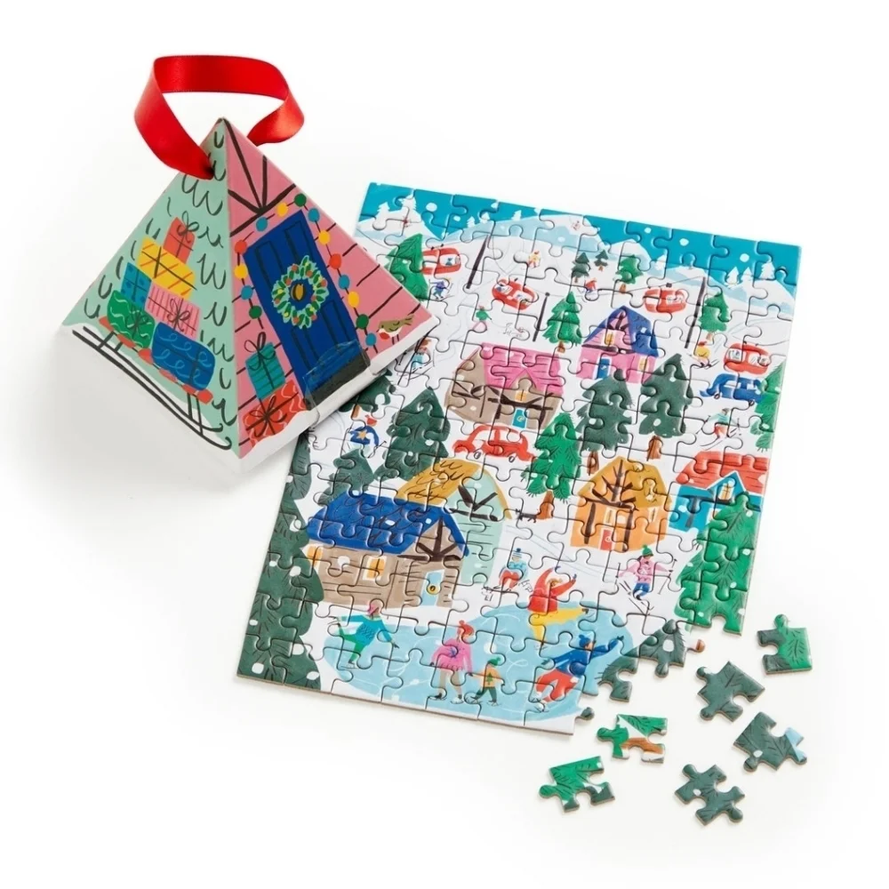 Anthropologie Louise Cunningham Starling Alpine Cottage Mini Puzzle Ornament NWT